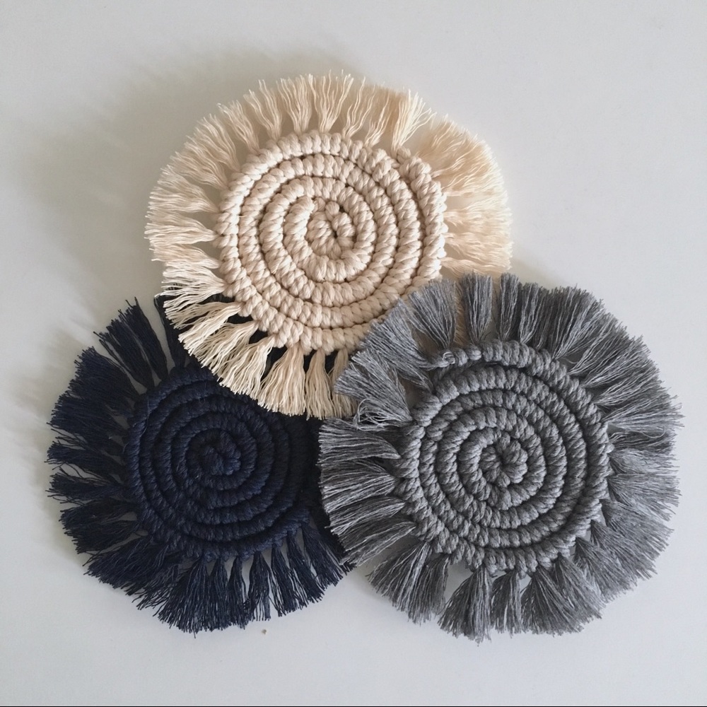 Solid Color Macrame Coasters